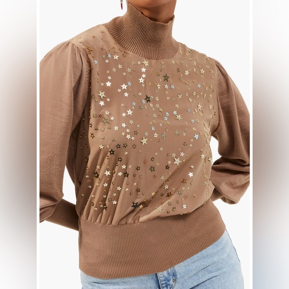 French Connection Macey Beaded Star Turtleneck Sweater - Picture 8 of 8